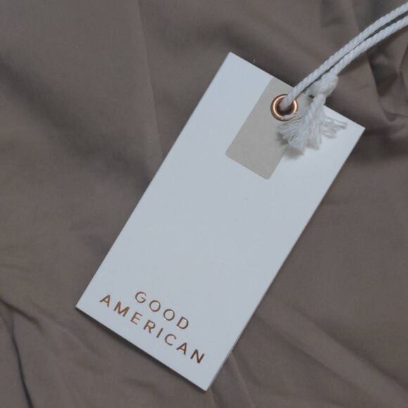 Good American Womens Dart Poplin Shirt Button Up Brown Long Sleeve Pleated 5 New - Picture 10 of 11